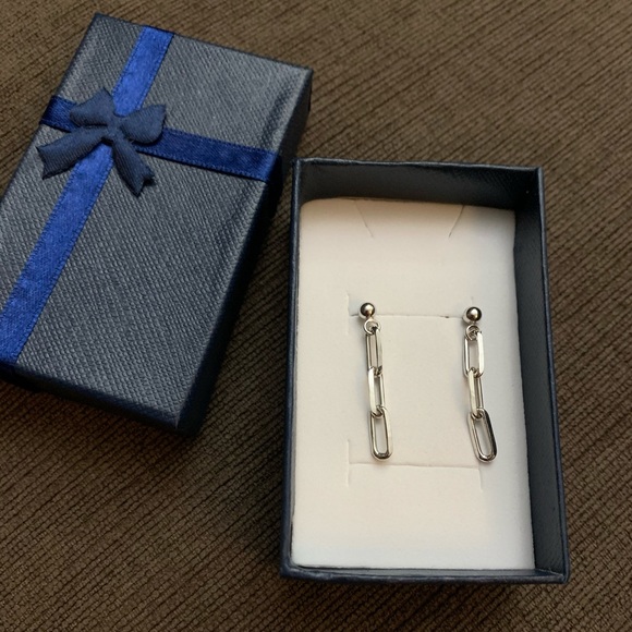 Sterling silver paperclip earrings - Picture 4 of 4
